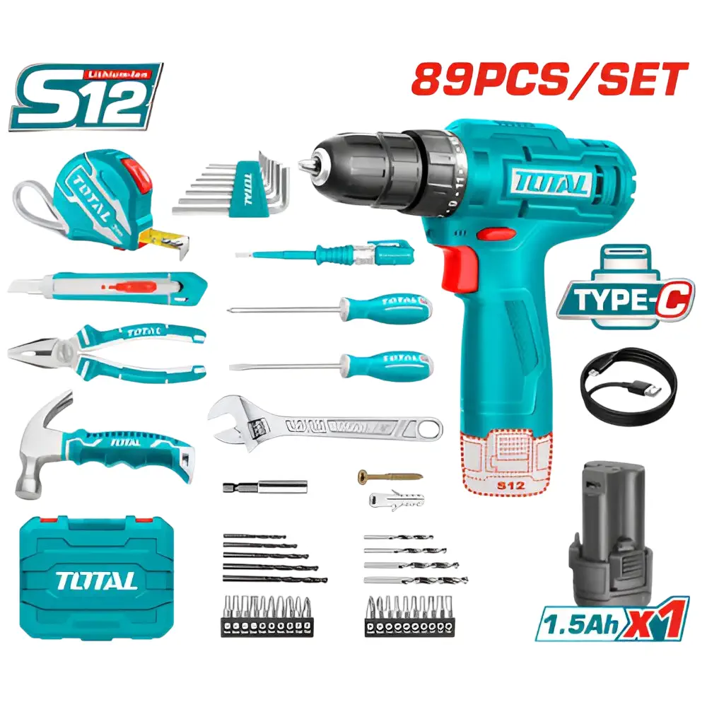 TALADRO A BATERIA 12V 20NM MALETIN C/ 59 HERRAMIENTAS