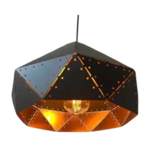 COLGANTE 1 LUZ E27 NEGRO BORDE TRIANGULO FONDO DORADO LP-S671-C05 - LPZ