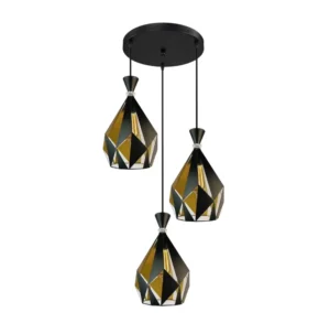 COLGANTE 3 LUCES E-27 VINTAGE NEGRO BASE REDONDA LP-A38335 - LPZ