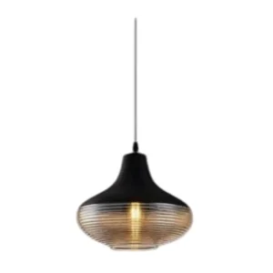 COLGANTE 1 LUZ E27 COLOR NEGRO C/ VIDRIO OVAL (LP-A36149)-LPZ