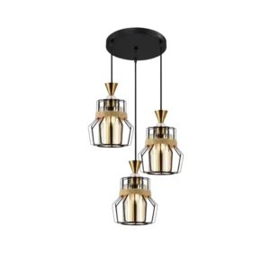 COLGANTE 3 LUCES E27 COLOR NEGRO BASE REDONDA (LP-A29340)-LPZ