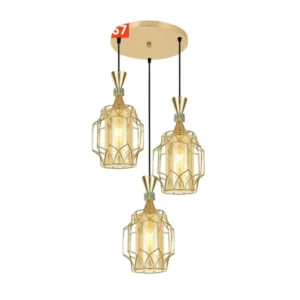 COLGANTE 3 LUCES E27 DORADO C/ TULIPA (LP-A29367)-LPZ