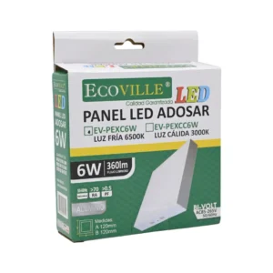 PANEL LED ADOS CUADRADO 06W 6500K FRIA -ECOVILLE